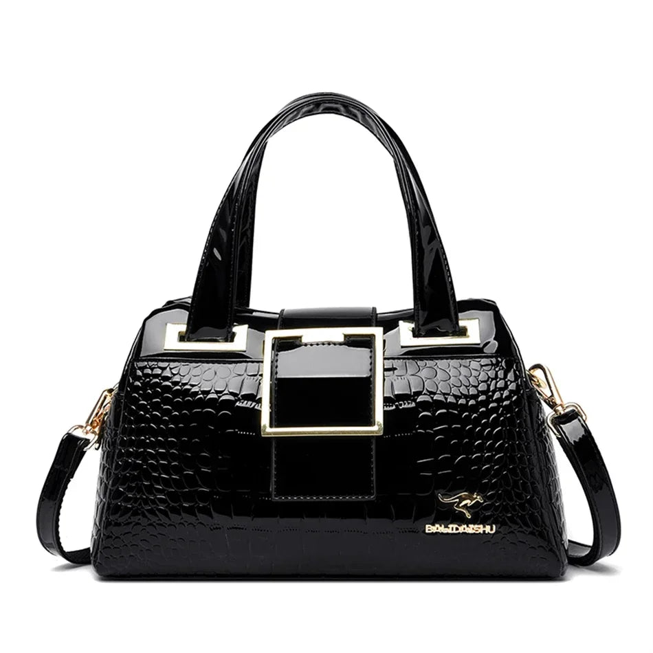 2 Layer Large Capacity Tote Bag Luxury Handbags Women Bags Designer Crocodile Pattern Ladies Boston Shoulder Bag High Quality