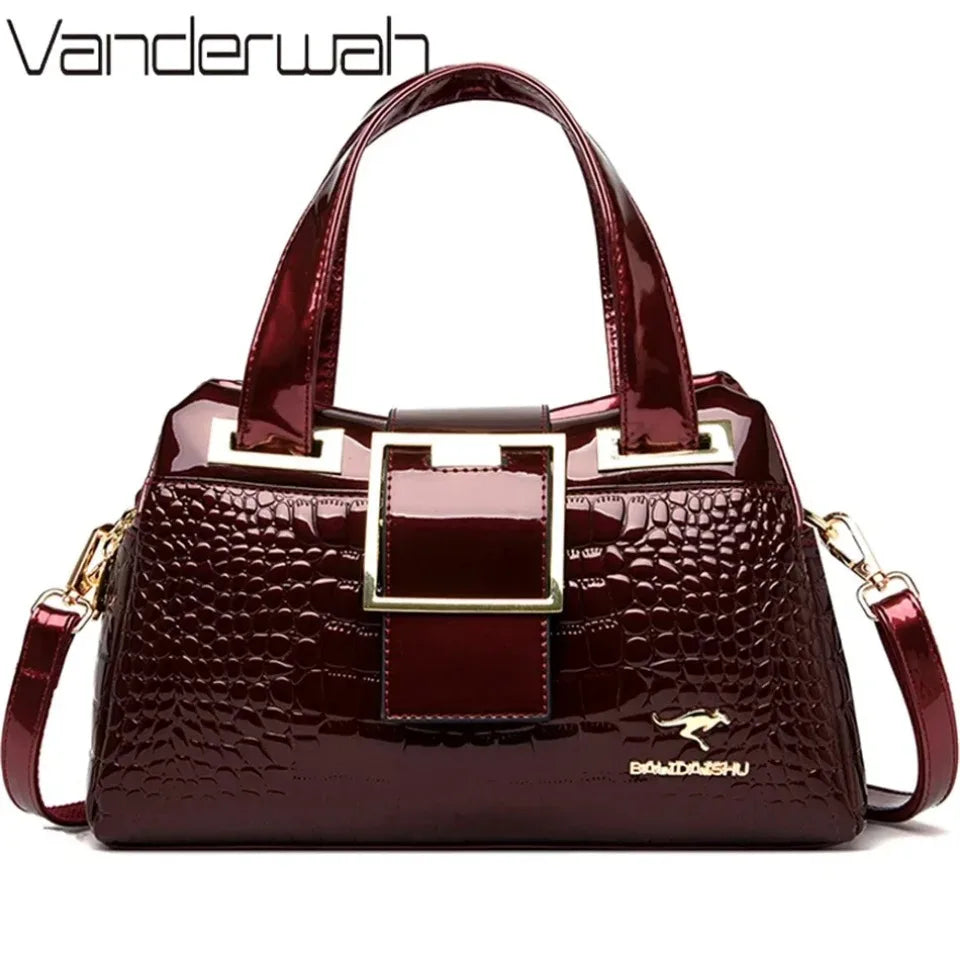 2 Layer Large Capacity Tote Bag Luxury Handbags Women Bags Designer Crocodile Pattern Ladies Boston Shoulder Bag High Quality