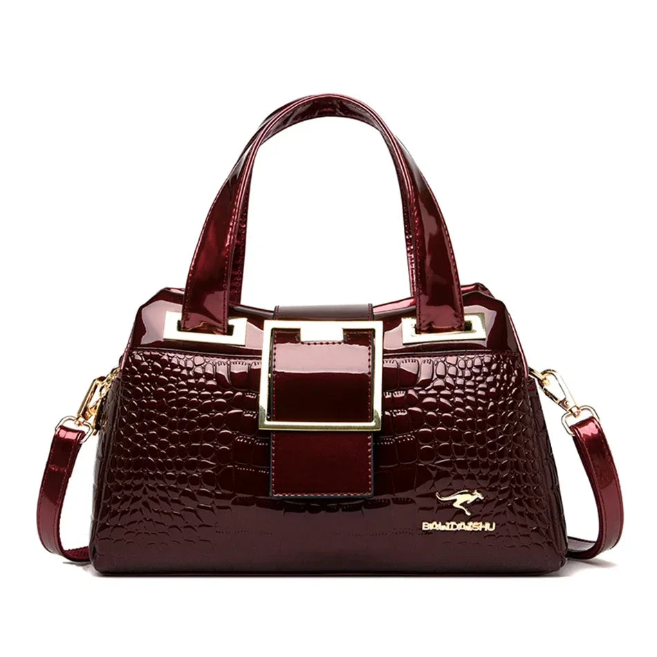 2 Layer Large Capacity Tote Bag Luxury Handbags Women Bags Designer Crocodile Pattern Ladies Boston Shoulder Bag High Quality