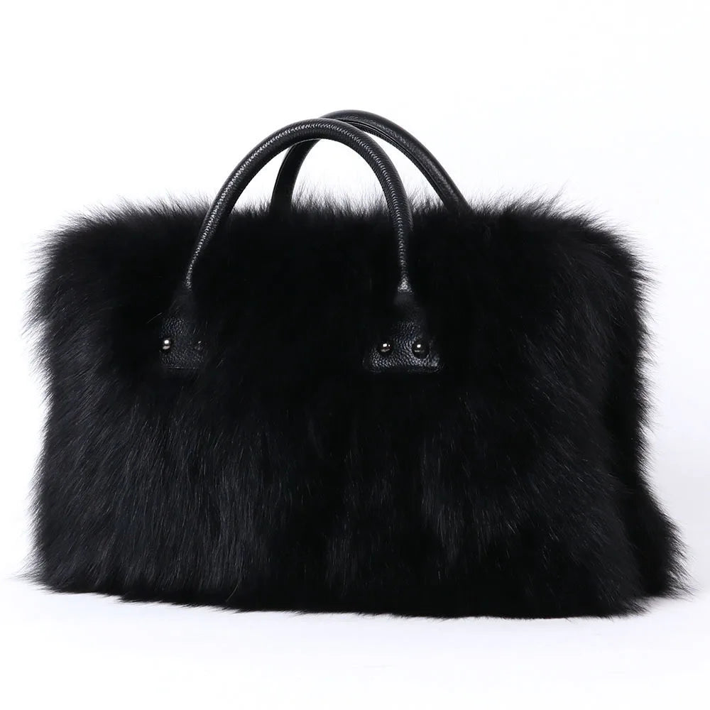 Real Fox Fur Bag Woman Big Bag Ladies Crossbody Bags Designer Luxury Handbags Women Handbag Shoulder Bag Fluffy Tote Bag Fuzzy