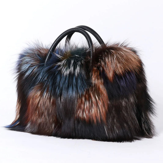 Real Fox Fur Bag Woman Big Bag Ladies Crossbody Bags Designer Luxury Handbags Women Handbag Shoulder Bag Fluffy Tote Bag Fuzzy