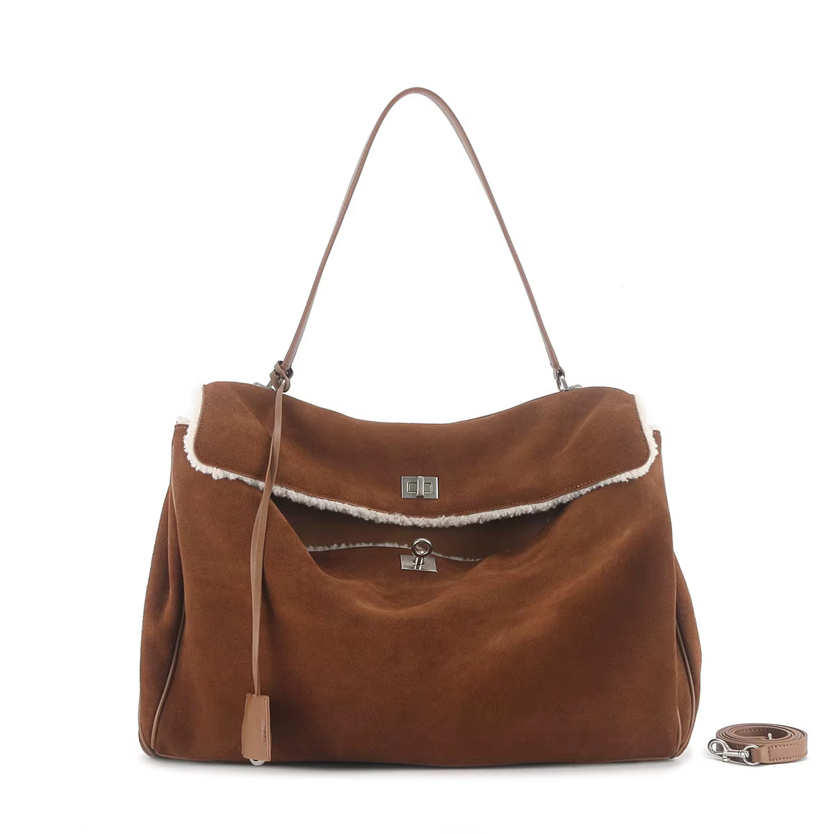 Luxury Brand Rodeo Women Bags Genuine Leather Brown Suede Women Totes Gold Buckle Women Shoulder Bags Fashion Women Handbags