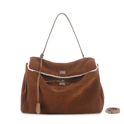 Luxury Brand Rodeo Women Bags Genuine Leather Brown Suede Women Totes Gold Buckle Women Shoulder Bags Fashion Women Handbags