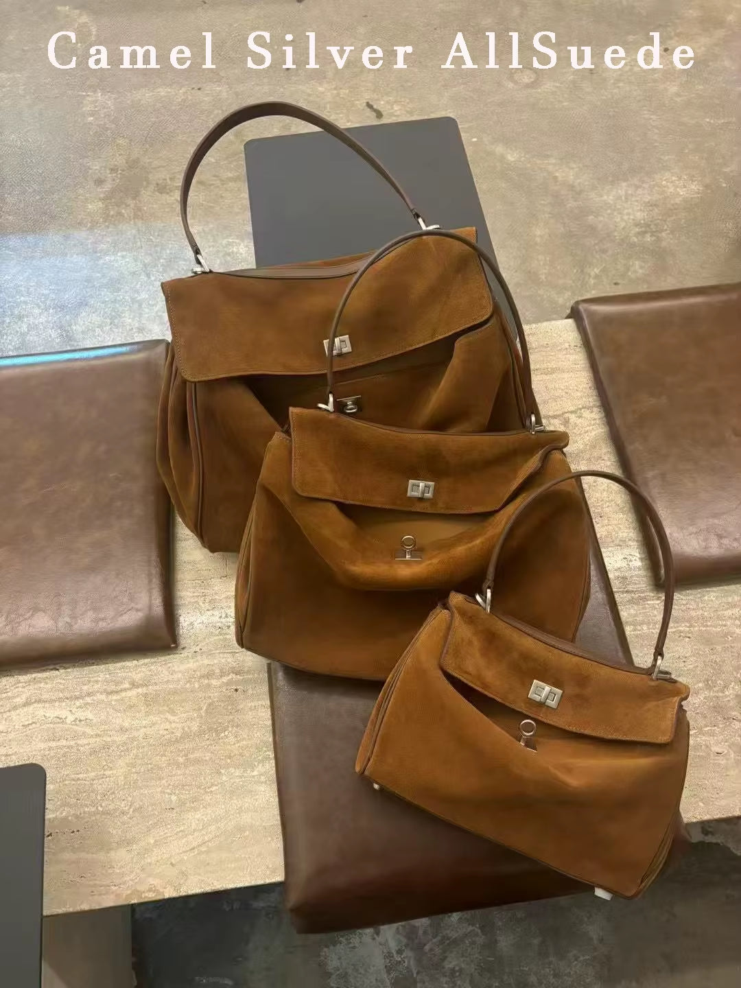 Luxury Brand Rodeo Women Bags Genuine Leather Brown Suede Women Totes Gold Buckle Women Shoulder Bags Fashion Women Handbags