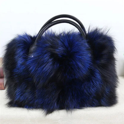 Real Fox Fur Bag Woman Big Bag Ladies Crossbody Bags Designer Luxury Handbags Women Handbag Shoulder Bag Fluffy Tote Bag Fuzzy