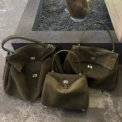 Luxury Brand Rodeo Women Bags Genuine Leather Brown Suede Women Totes Gold Buckle Women Shoulder Bags Fashion Women Handbags