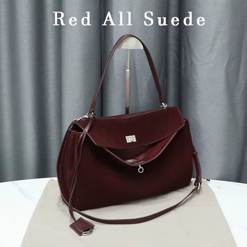 Luxury Brand Rodeo Women Bags Genuine Leather Brown Suede Women Totes Gold Buckle Women Shoulder Bags Fashion Women Handbags