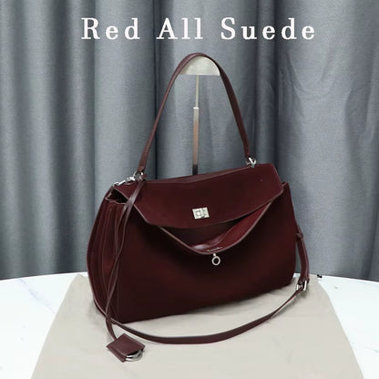 Luxury Brand Rodeo Women Bags Genuine Leather Brown Suede Women Totes Gold Buckle Women Shoulder Bags Fashion Women Handbags