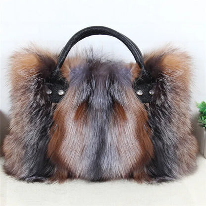 Real Fox Fur Bag Woman Big Bag Ladies Crossbody Bags Designer Luxury Handbags Women Handbag Shoulder Bag Fluffy Tote Bag Fuzzy