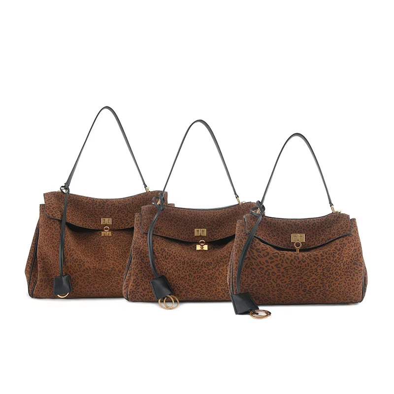 Luxury Brand Rodeo Women Bags Genuine Leather Brown Suede Women Totes Gold Buckle Women Shoulder Bags Fashion Women Handbags